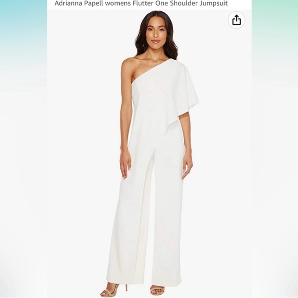 Adrianna Papell White one shoulder jumpsuit - Picture 4 of 6